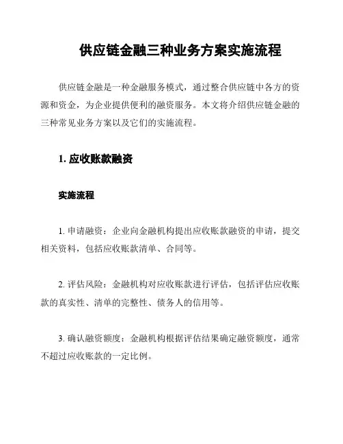 供应链金融三种业务方案实施流程