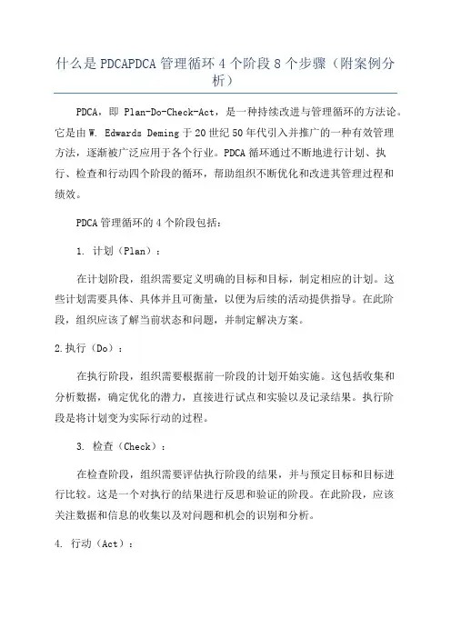 什么是PDCAPDCA管理循环4个阶段8个步骤(附案例分析)