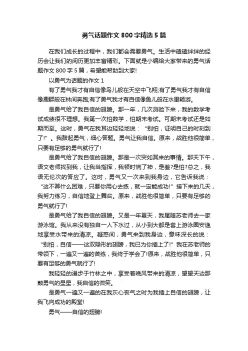 勇气话题作文800字精选5篇