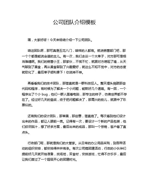 公司团队介绍模板