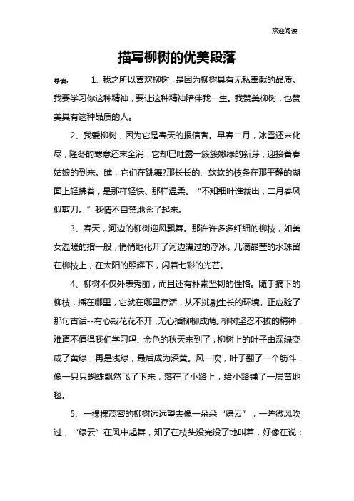 描写柳树的优美段落