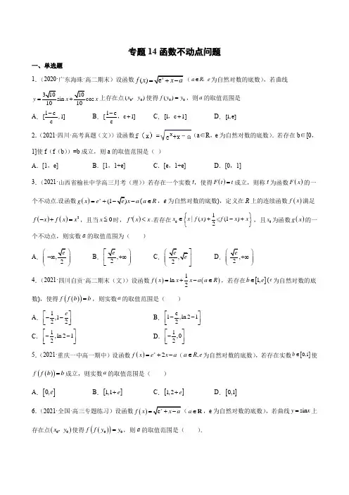 专题14 函数不动点问题(原卷版)