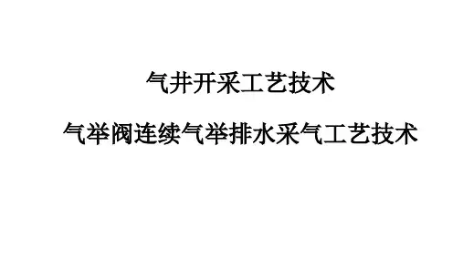气举阀连续气举排水采气工艺技术
