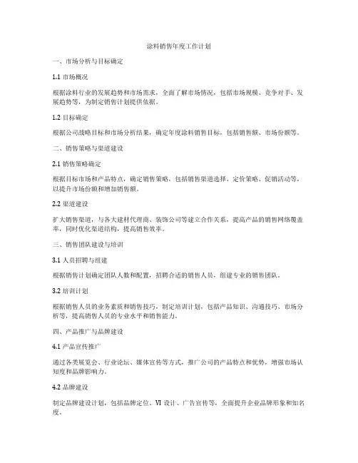 涂料销售年度工作计划