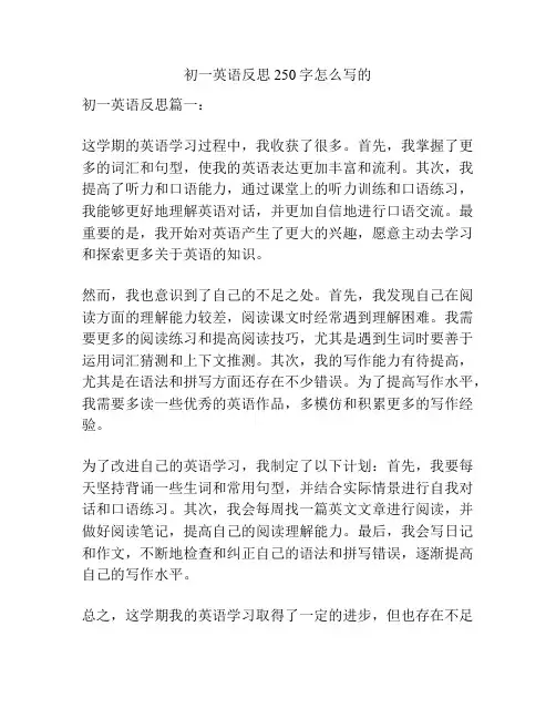初一英语反思250字怎么写的
