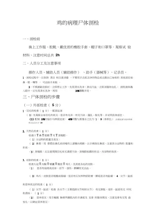 鸡的尸体病理剖检