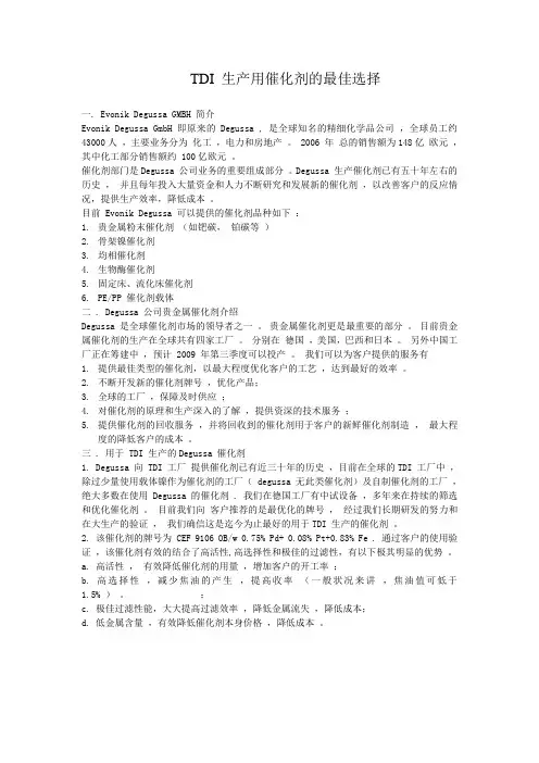 德固赛催化剂介绍