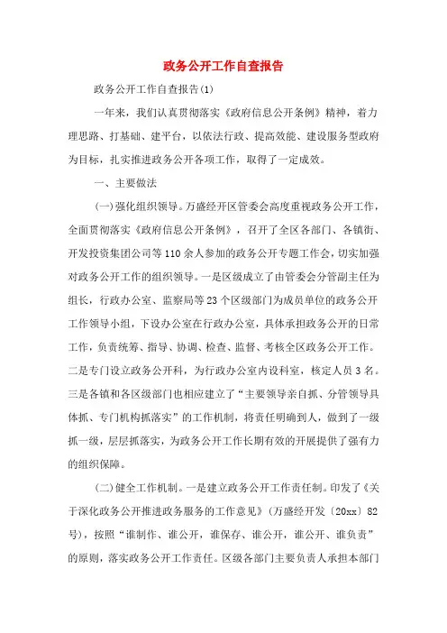 政务公开工作自查报告