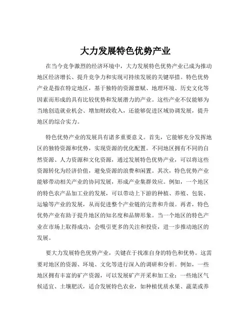 大力发展特色优势产业