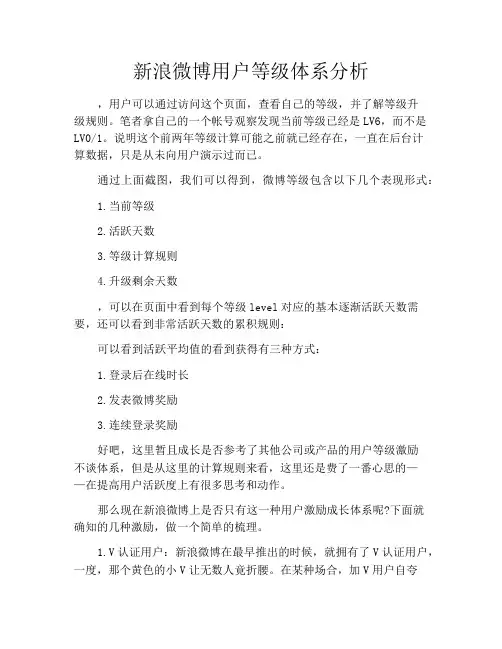 产品需求-新浪微博用户等级体系分析
