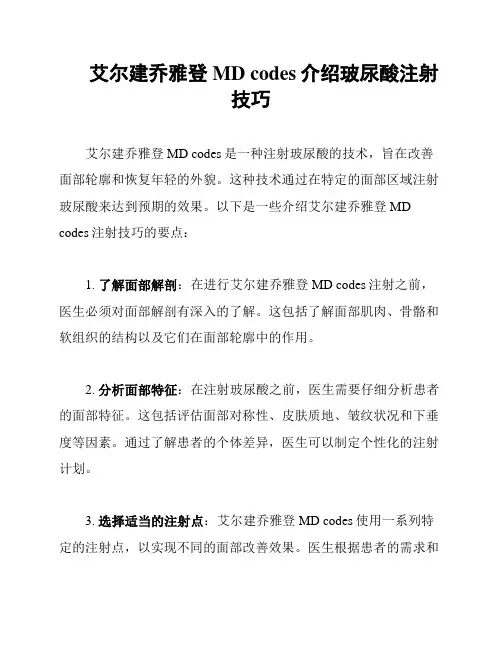 艾尔建乔雅登MD codes介绍玻尿酸注射技巧