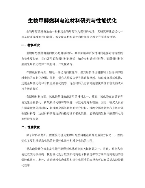 生物甲醇燃料电池材料研究与性能优化