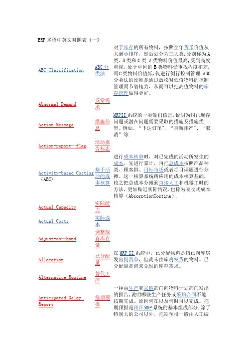 ERP术语中英文对照表一