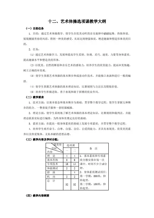 课程教学大纲(艺术体操)