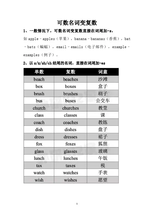 可数名词变复数