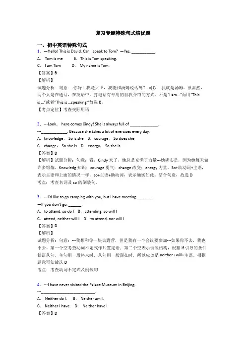 复习专题特殊句式培优题