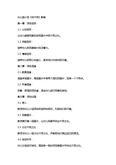 幼儿园小班《找不同》教案