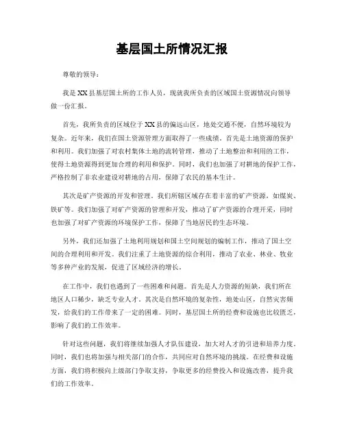 基层国土所情况汇报