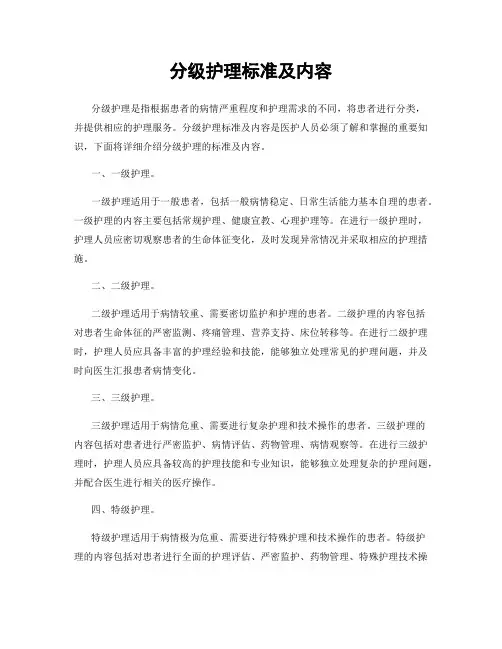 分级护理标准及内容