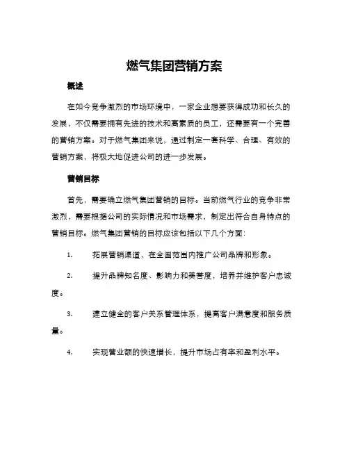 燃气集团营销方案