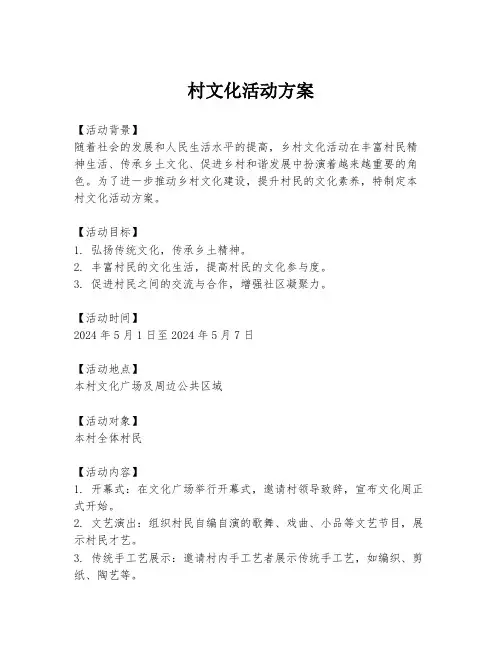 村文化活动方案