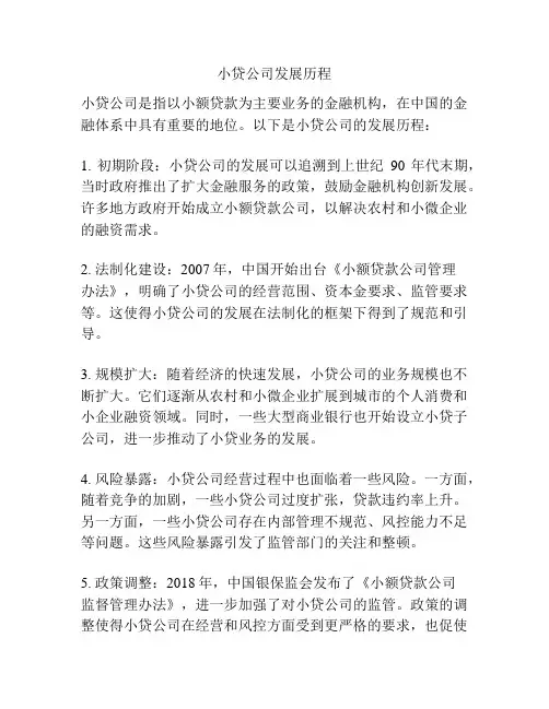 小贷公司发展历程