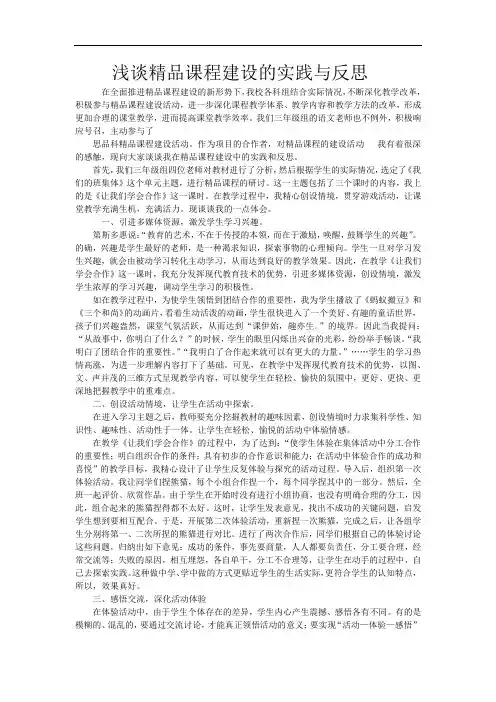 浅谈精品课程建设的实践与反思