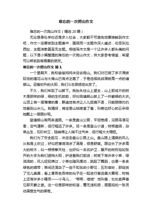 难忘的一次爬山作文（精选20篇）