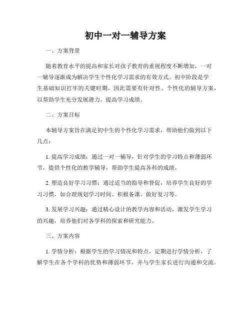 初中一对一辅导方案
