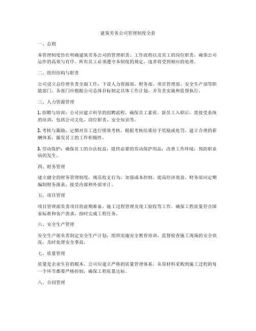 建筑劳务公司管理制度全套