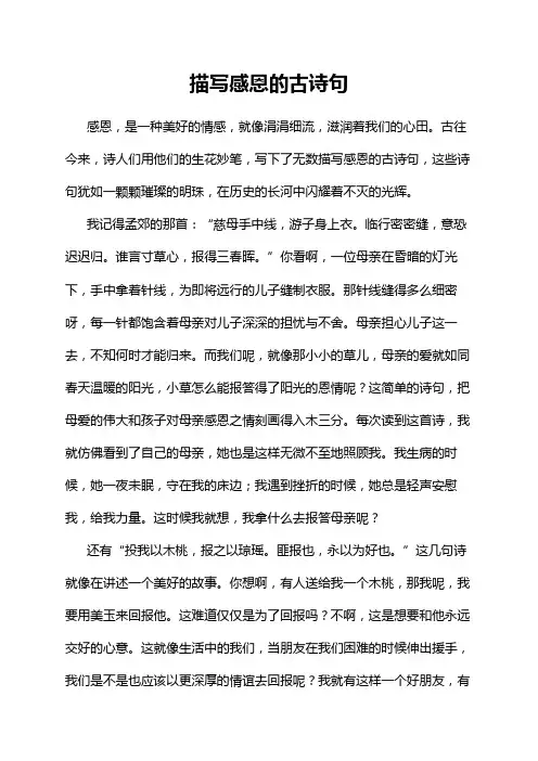 描写感恩的古诗句