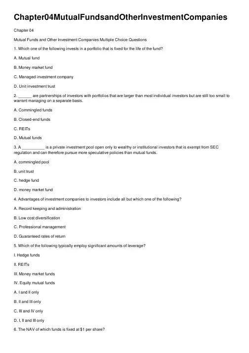 Chapter04MutualFundsandOtherInvestmentCompanies