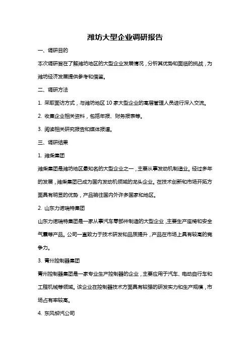 潍坊大型企业调研报告
