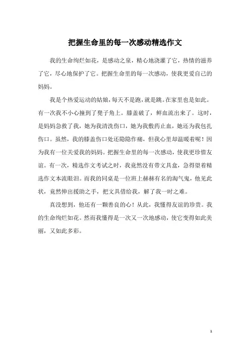 把握生命里的每一次感动精选作文