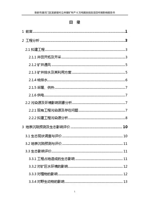 立井煤矿年产6万吨煤炭技改项目环评报告(简本)