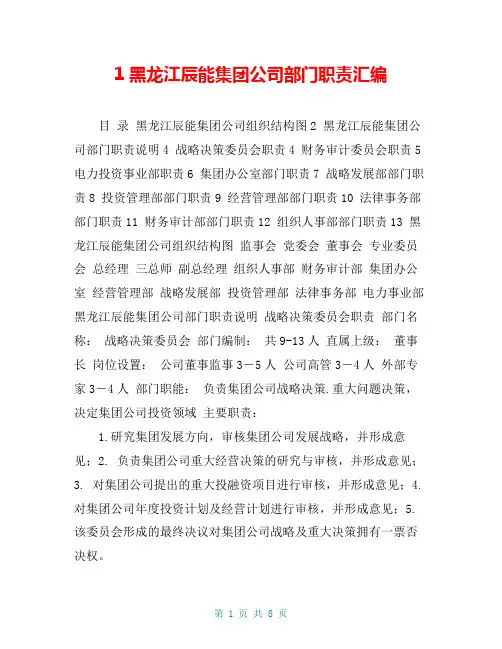 1黑龙江辰能集团公司部门职责汇编