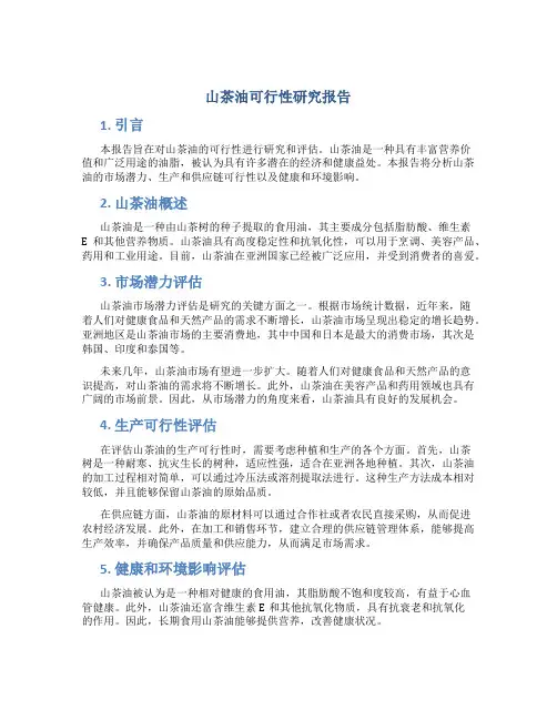 山茶油可行性研究报告