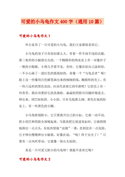 可爱的小乌龟作文400字(通用10篇)