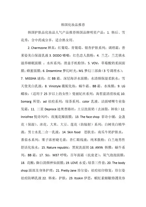 韩国化妆品推荐