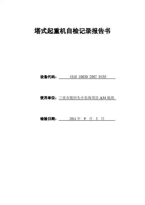 塔式起重机自检记录报告书1