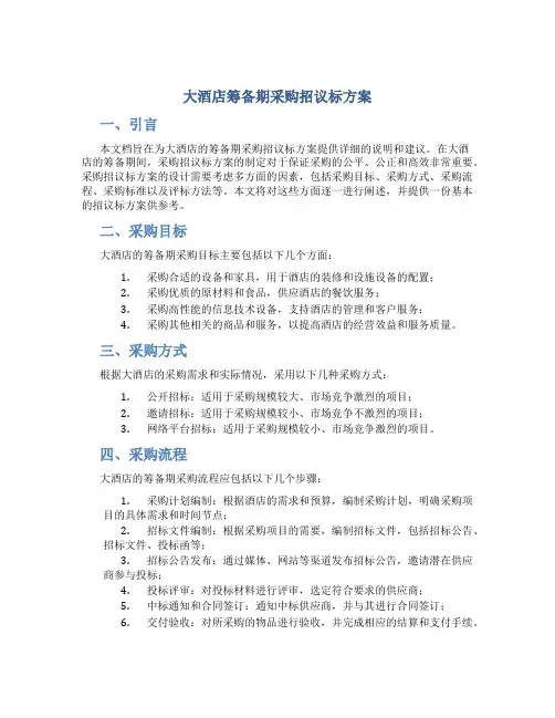 大酒店筹备期采购招议标方案