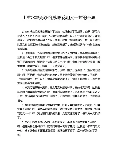 山重水复无疑路,柳暗花明又一村的意思