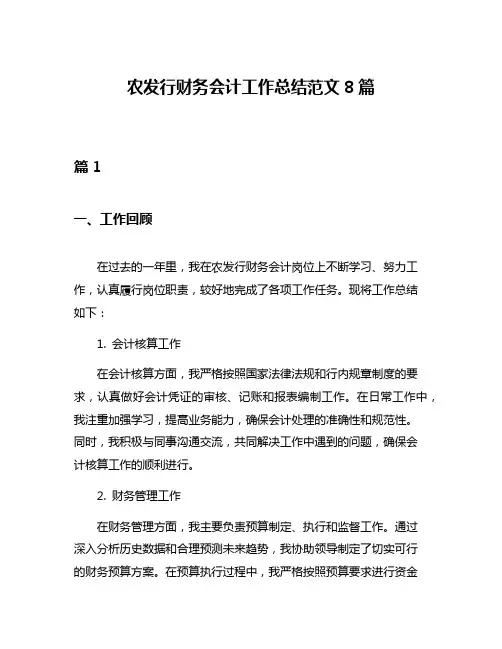 农发行财务会计工作总结范文8篇