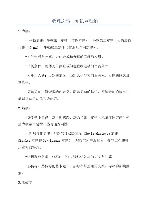 物理选修一知识点归纳