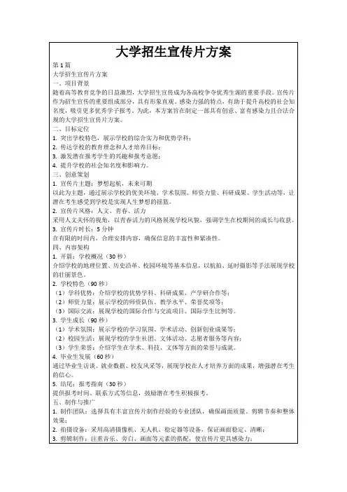 大学招生宣传片方案