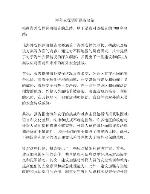 海外安保调研报告总结