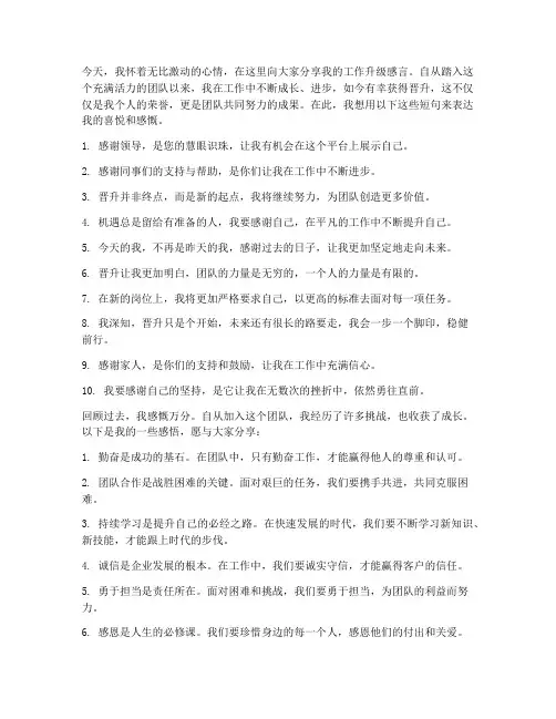 工作升级感言短句