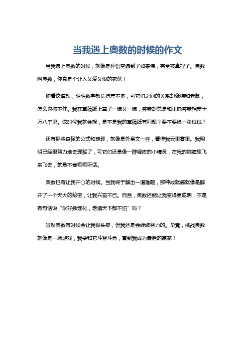 当我遇上奥数的时候的作文