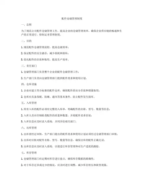 配件仓储管理制度