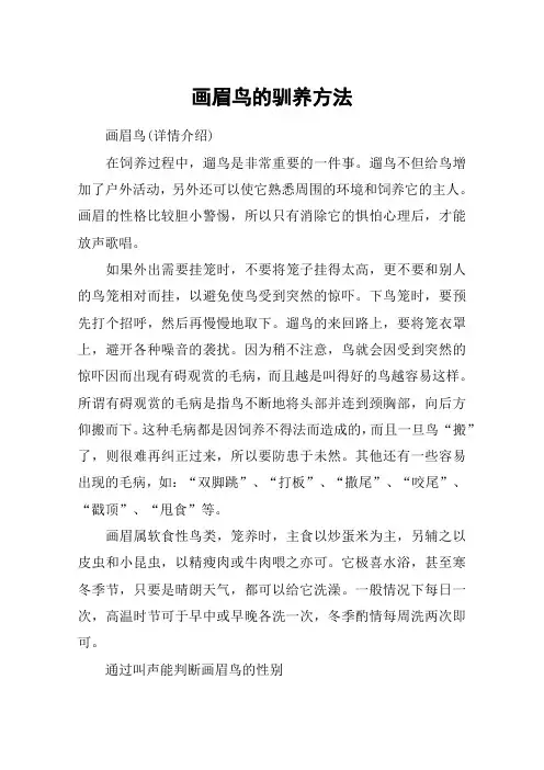 画眉鸟的驯养方法